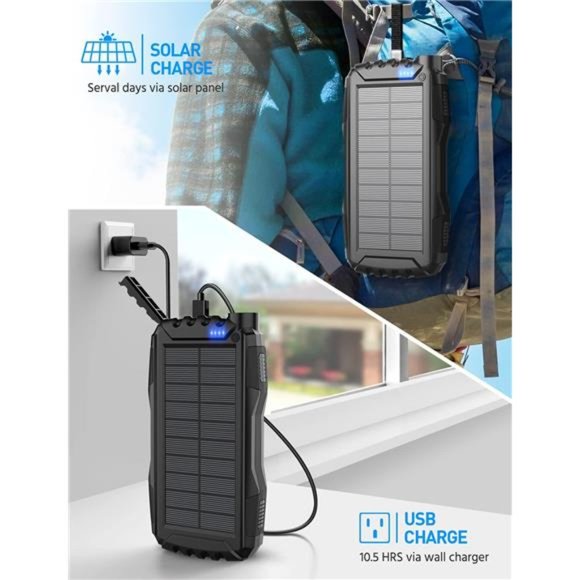 Solar Power Bank,Solar Charger,42800mAh Power Bank,Portable Charger,External - Picture 5 of 7